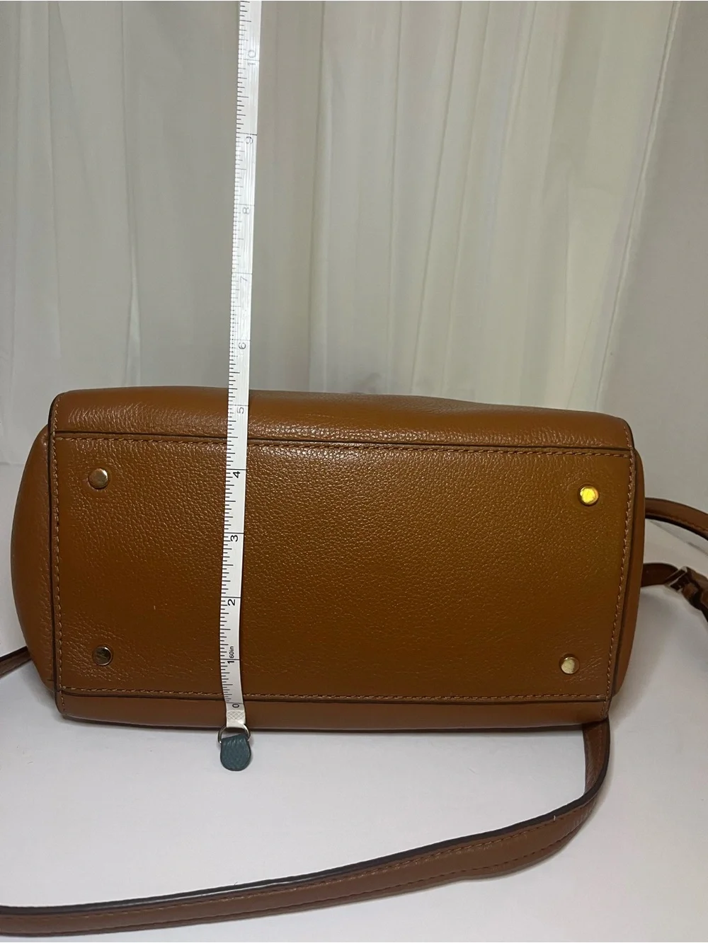 kate spade Tan Pebbled Leather Satchel with Gold Logo